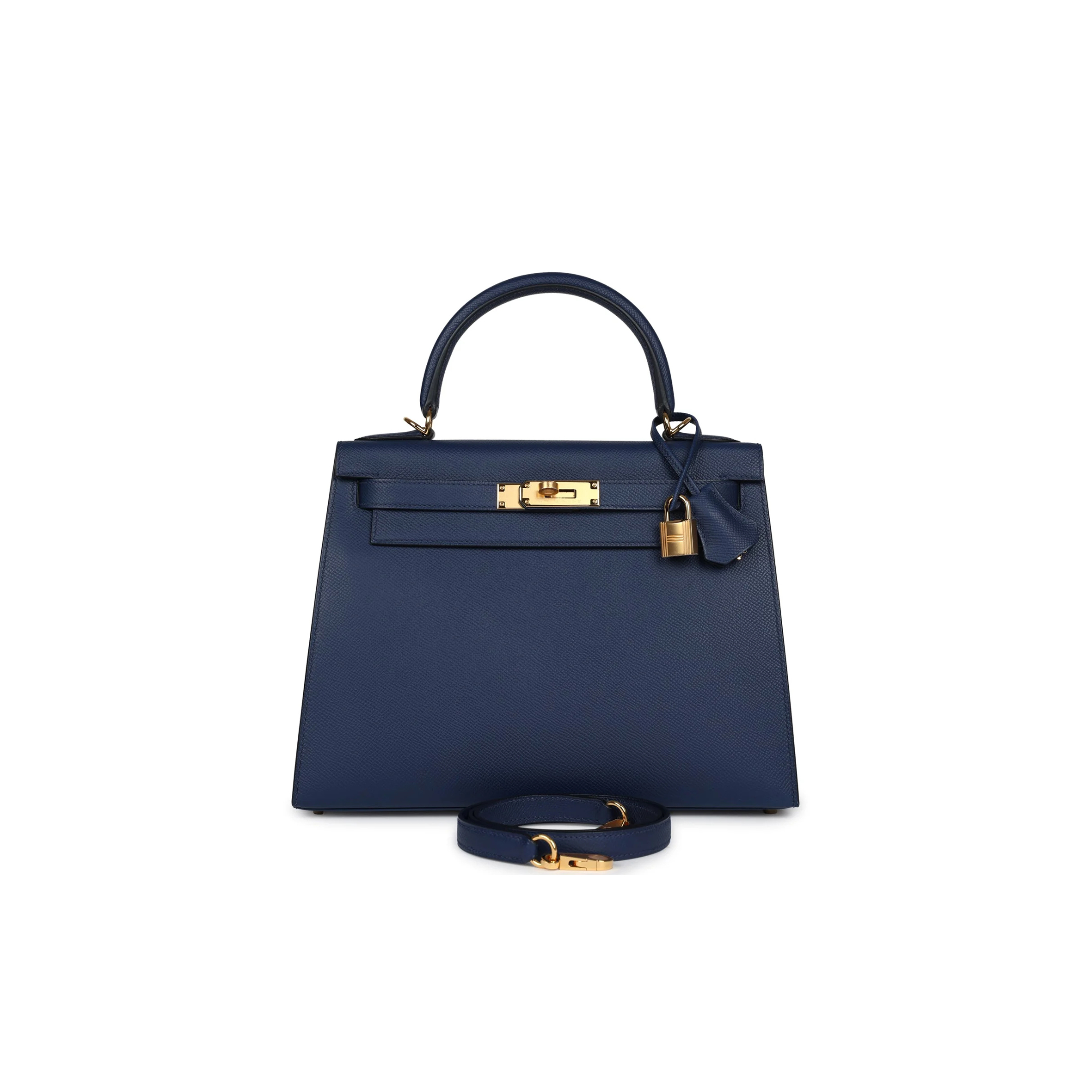 HERMÈS KELLY SELLIER 28 BLEU EPSOM GOLD HARDWARE (28*22*10cm)